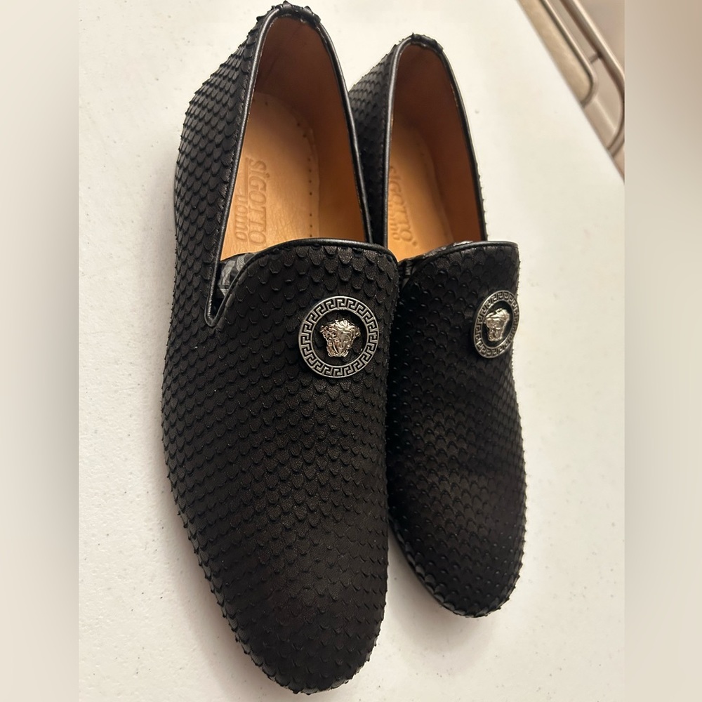 Sigotto Uomo Black Leather Slip Ons